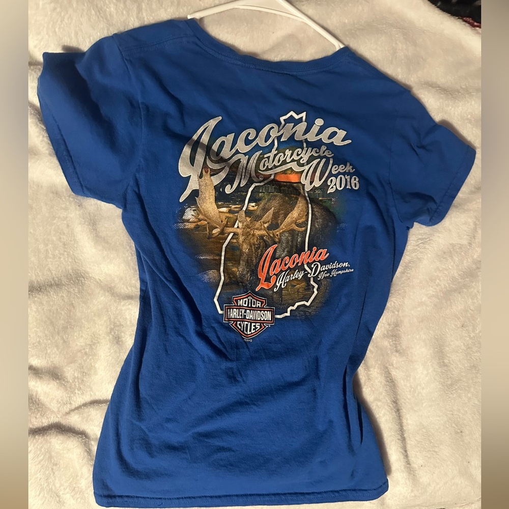 blue Harley Davidson Laconia Motorcycle Week 2018 T-Shirt